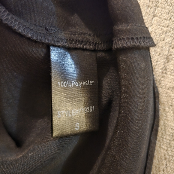 Do+Be Cowl Neck with Rhinestone Straps, Satin Rich Black Top Sz Small - Picture 5 of 7